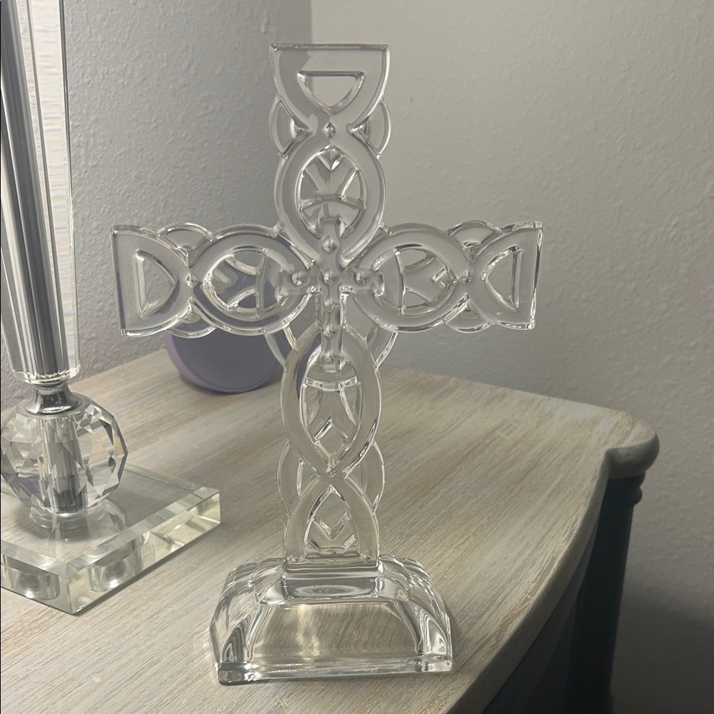 Crystal Clear Glass Cross Ornament